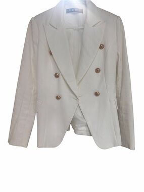 Lioness Cream Double-Breasted Blazer with Gold Buttons